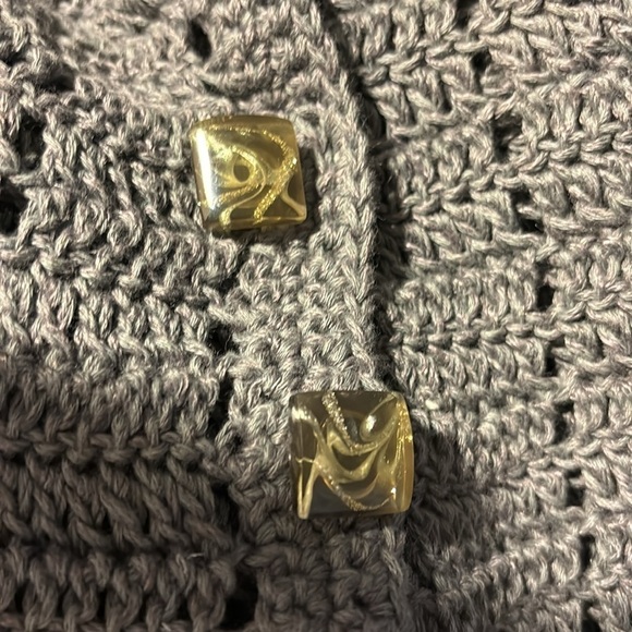 Hand Made Gray Crochet Sweater Vest Unique Buttons Sz S-M Boho Artsy Hippy Fall - Picture 6 of 8